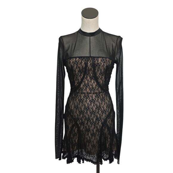 Alexander Wang Black Lace Paneled Short Cocktail Party Dress Size 4 MSRP $995 - Picture 1 of 9